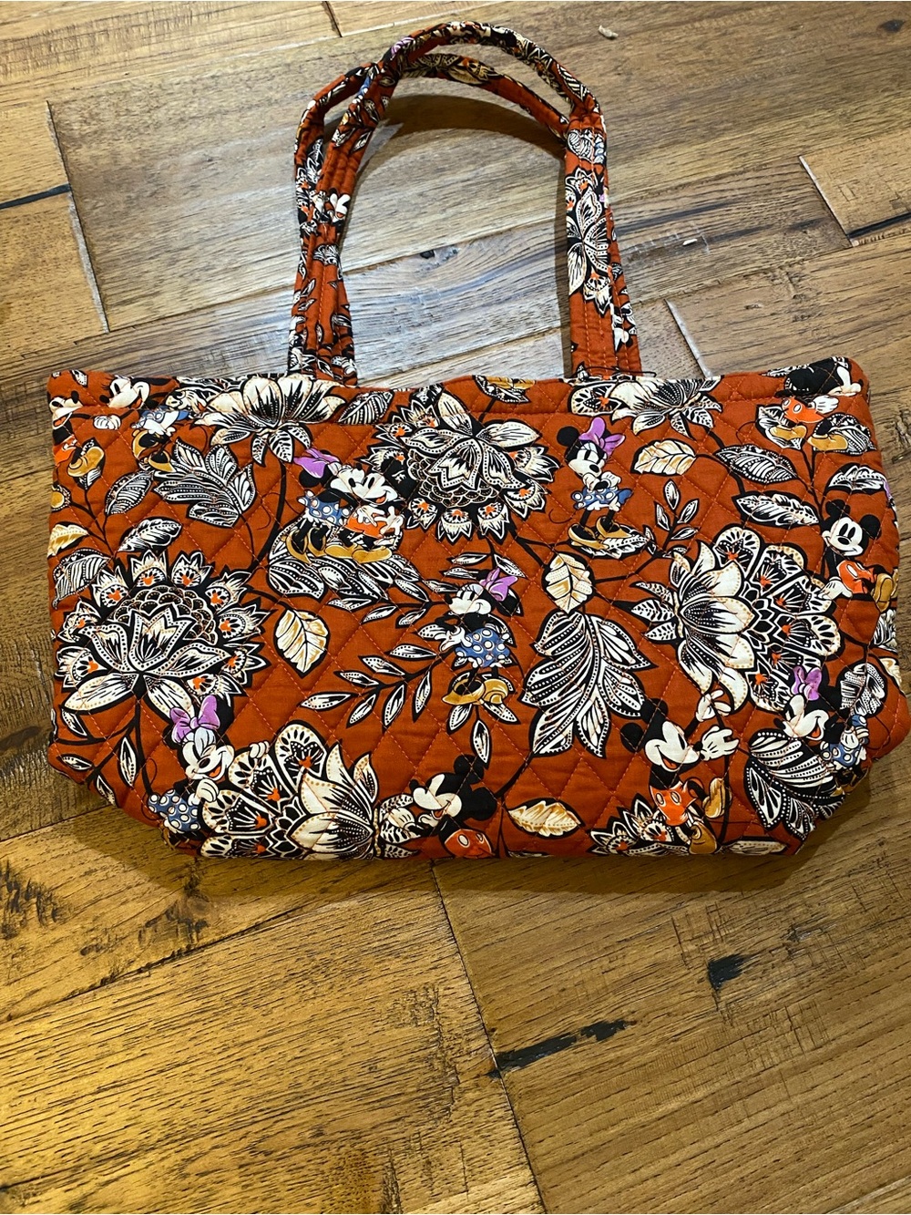 Disney Vera Bradley Quilted Floral Orange Tote Bag with Character Print NWT